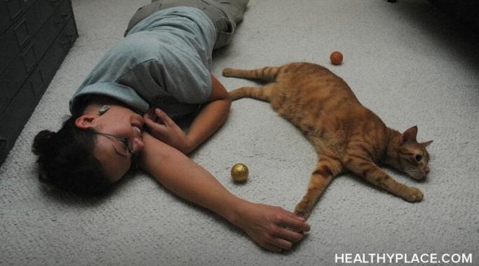 My cat helps me with my anxiety. Find out how my cat is so helpful in this video at HealthyPlace.